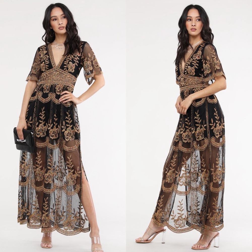 🚨24 HOUR SALE🚨The Golden Hour Lace Maxi Dress - Picture 5 of 11